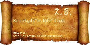 Kristyán Bálint névjegykártya